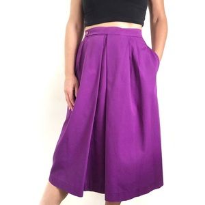 Vintage Gary Petites Purple Faux Wrap Midi Skirt